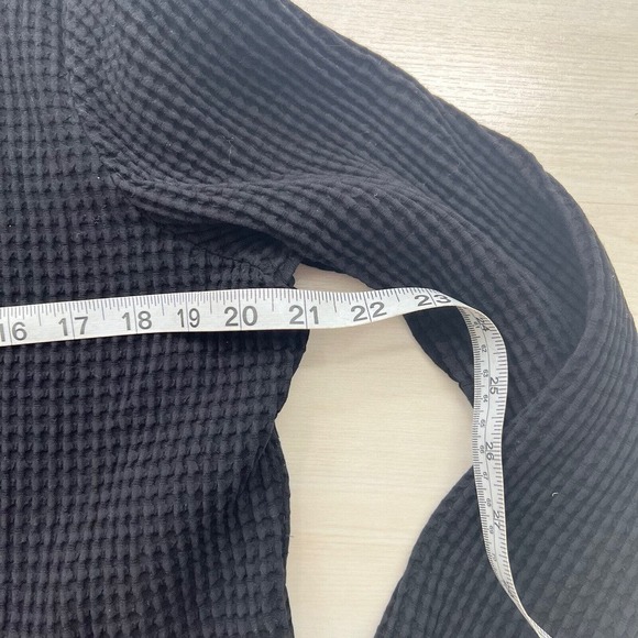 Eileen Fisher Waffle Knit Jacket LARGE Black Stretch LS Lyocell Organic Cotton - Picture 9 of 12